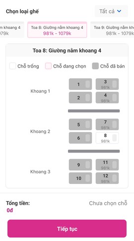 Đặt vé tàu hỏa trên Momo