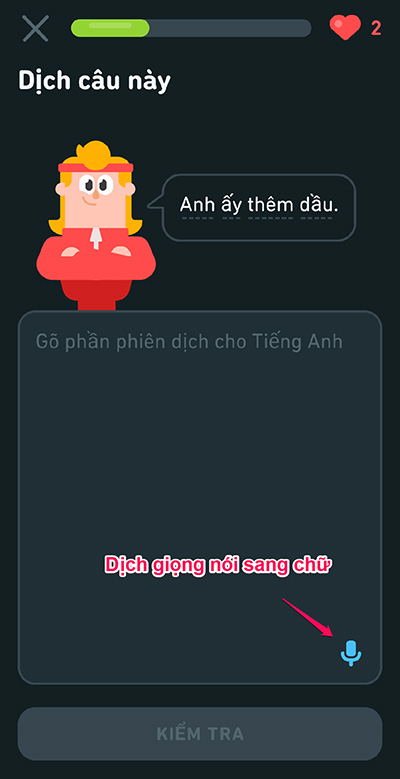 Bài tập dịch Tiếng Anh trong Duolingo