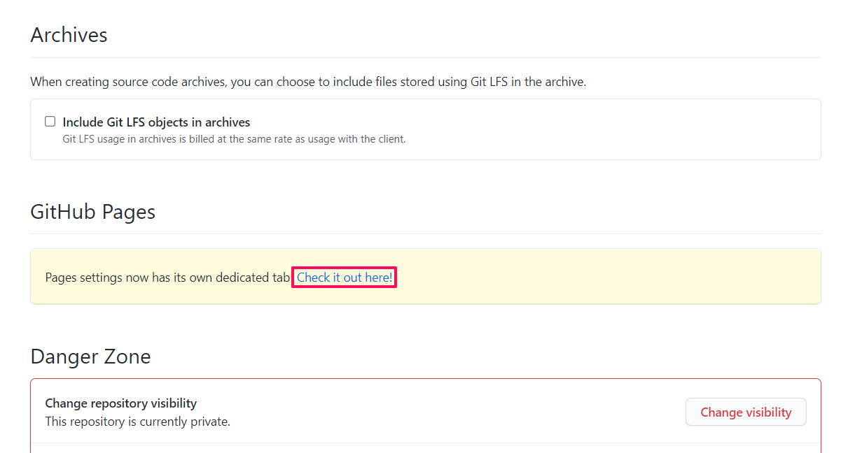 Github Pages settings 1