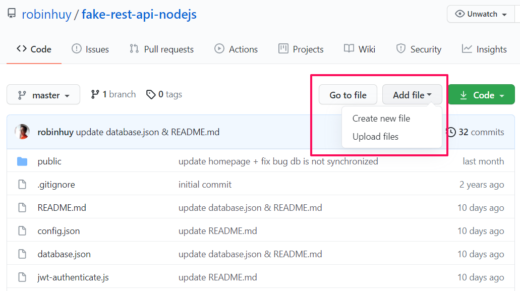 Upload file to github