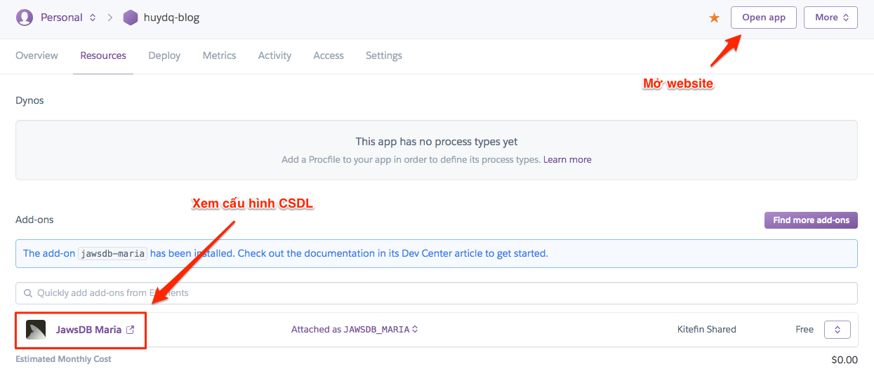 Heroku config addon