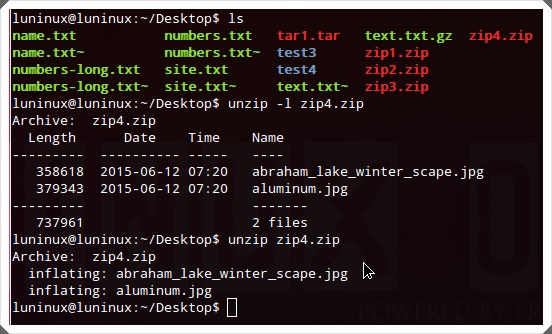 Command unzip