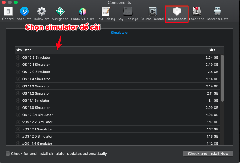Xcode simulator